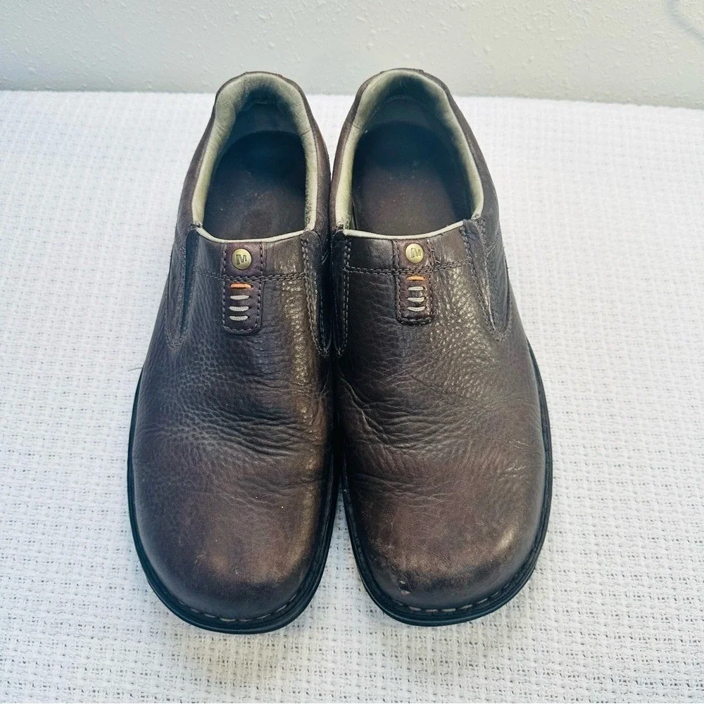 Merrell Shoes Slip On Loafers Mens US 11.5 Brown Leather Comfort Casual Shoes - Picture 8 of 10